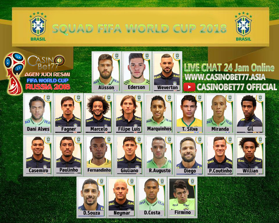 Profil Data Pemain Timnas Brasil Piala Dunia 2018