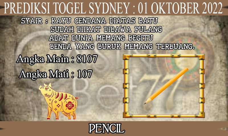 PREDIKSI TOGEL SYDNEY HARI SABTU : 01 OKTOBER 2022