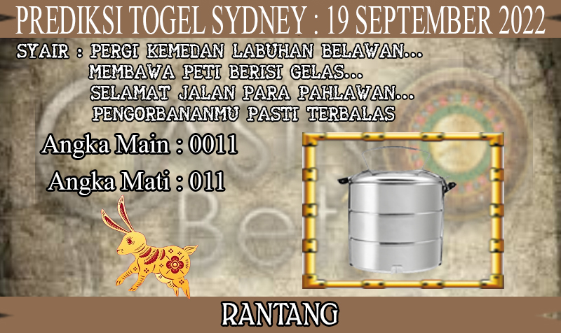 PREDIKSI TOGEL SYDNEY HARI SENIN : 19 SEPTEMBER 2022