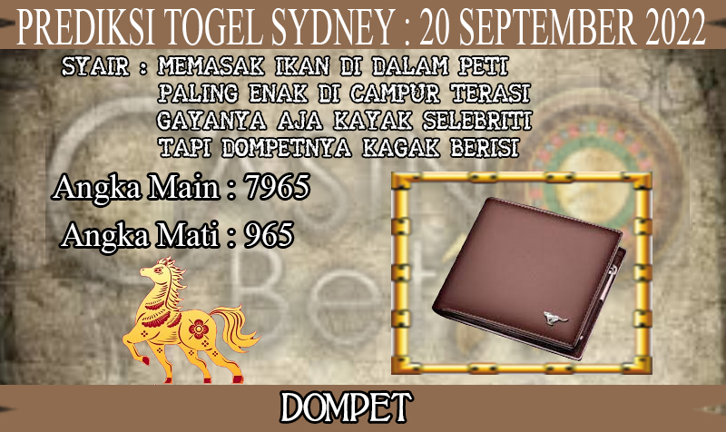 PREDIKSI TOGEL SYDNEY HARI SELASA : 20 SEPTEMBER 2022