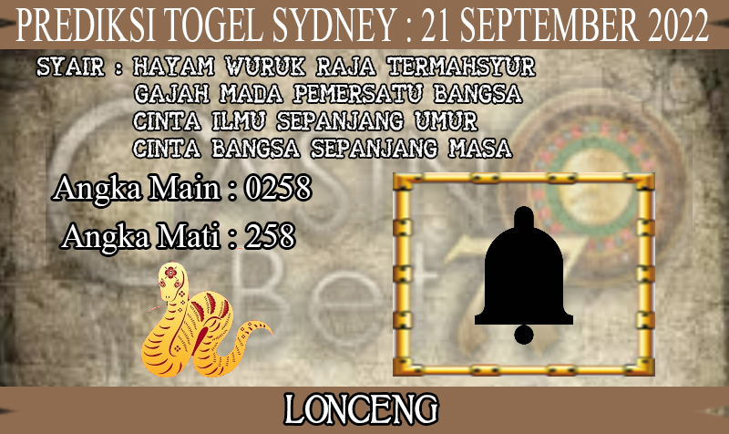 PREDIKSI TOGEL SYDNEY HARI RABU : 21 SEPTEMBER 2022