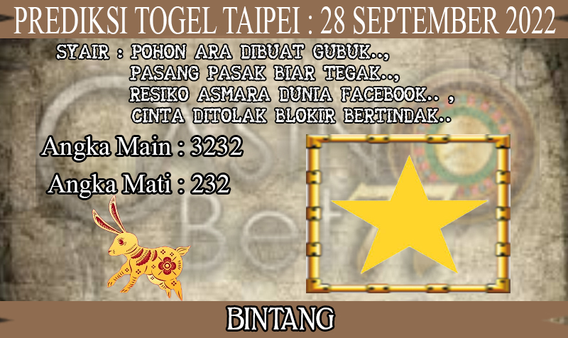 PREDIKSI TOGEL TAIPEI HARI RABU : 28 SEPTEMBER 2022