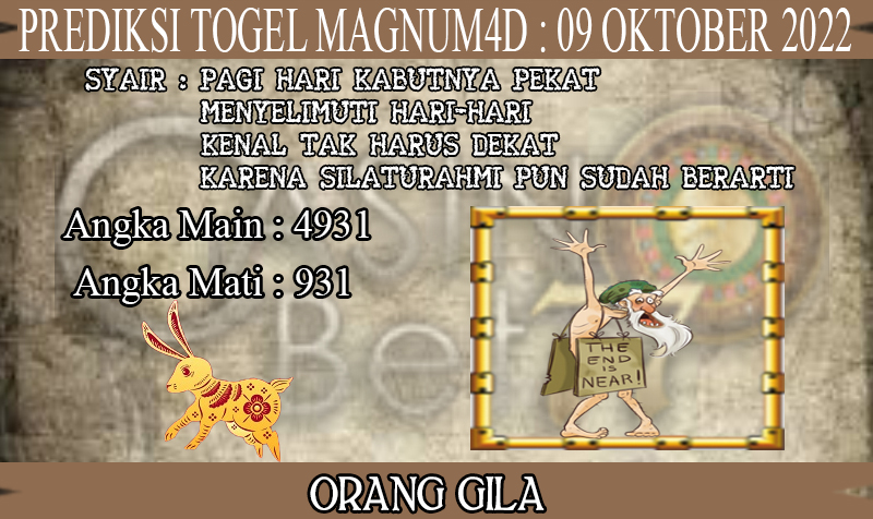 PREDIKSI TOGEL MAGNUM4D HARI MINGGU : 09 OKTOBER 2022