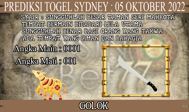 PREDIKSI TOGEL SYDNEY HARI RABU : 05 OKTOBER 2022