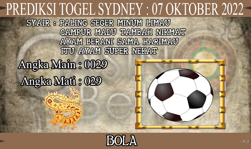 PREDIKSI TOGEL SYDNEY HARI JUMAT : 07 OKTOBER 2022