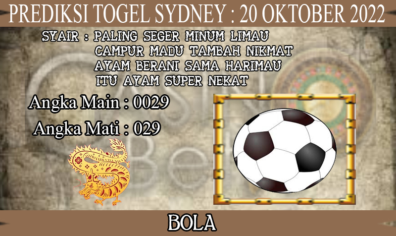 PREDIKSI TOGEL SYDNEY HARI KAMIS : 20 OKTOBER 2022