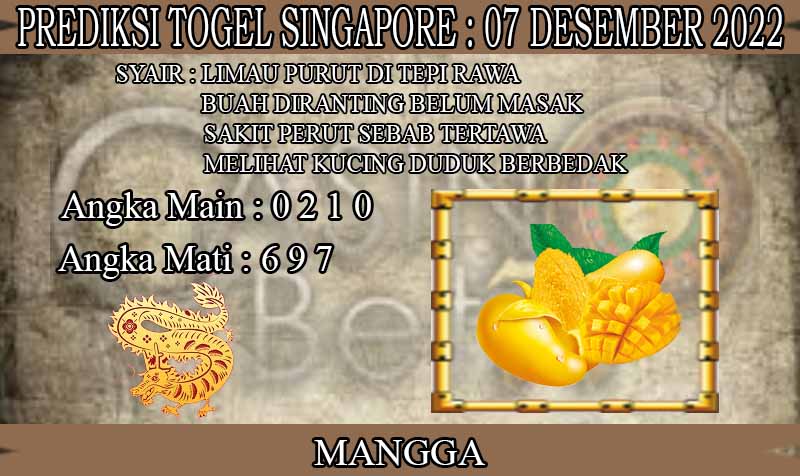 PREDIKSI TOGEL SINGAPORE HARI RABU : 07 DESEMBER 2022