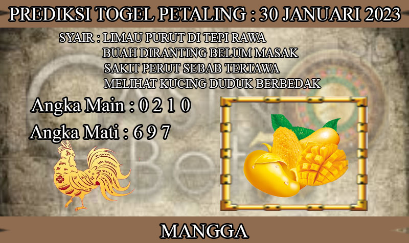 PREDIKSI TOGEL PETALING HARI SENIN : 30 JANUARI 2023