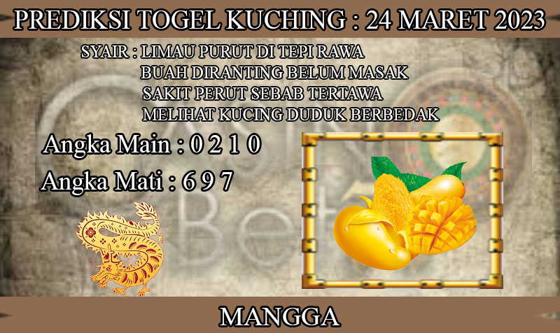 PREDIKSI TOGEL KUCHING HARI JUMAT : 24 MARET 2023