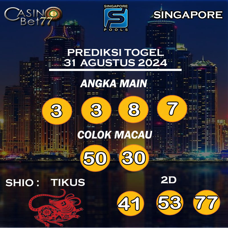 PREDIKSI TOGEL SINGAPORE HARI SABTU : 31 AGUSTUS 2024