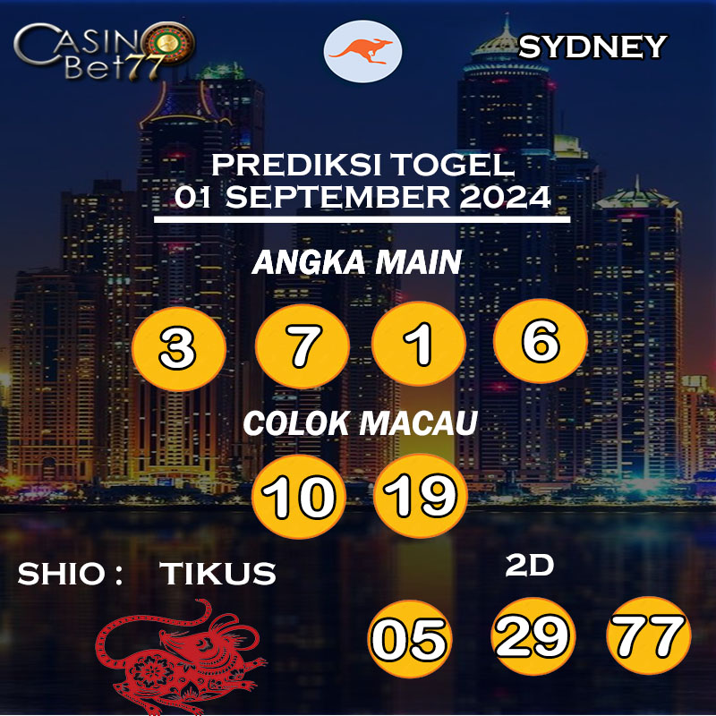 PREDIKSI TOGEL SYDNEY HARI MINGGU : 01 SEPTEMBER 2024