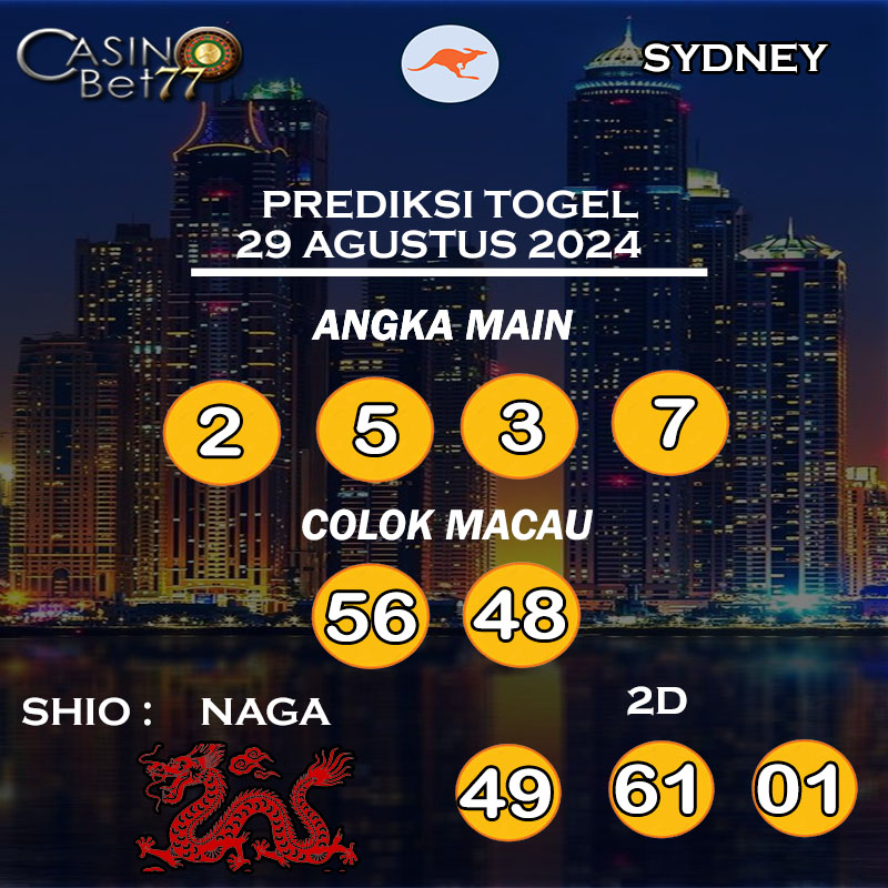 PREDIKSI TOGEL SYDNEY HARI KAMIS : 29 AGUSTUS 2024