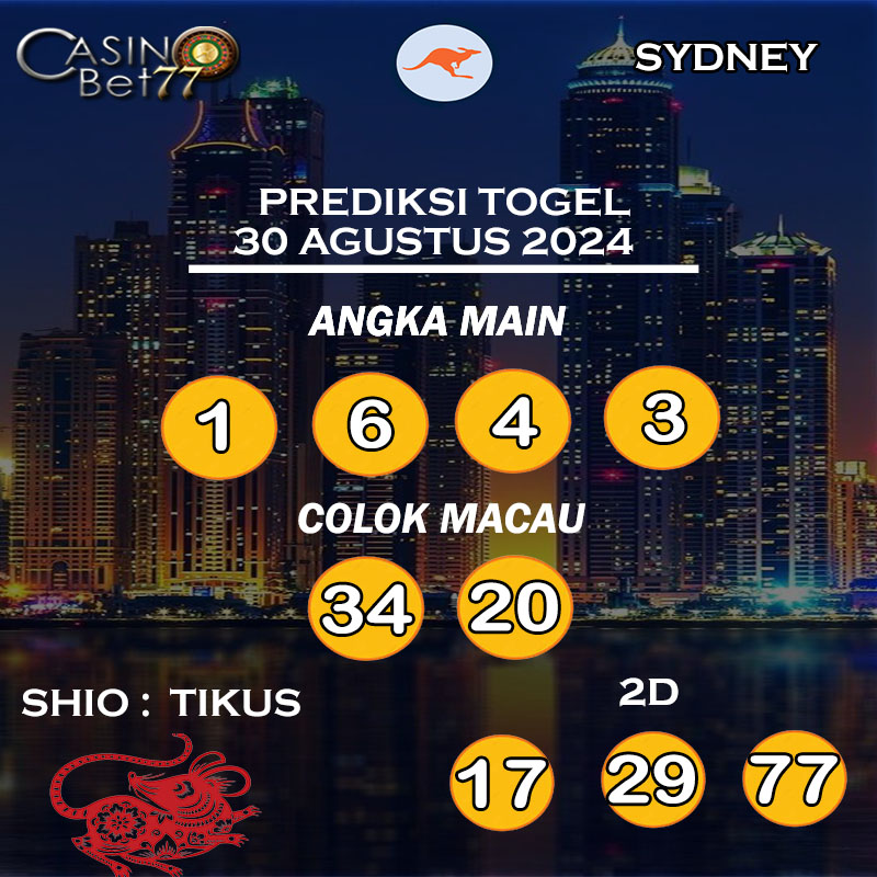 PREDIKSI TOGEL SYDNEY HARI JUMAT : 30 AGUSTUS 2024