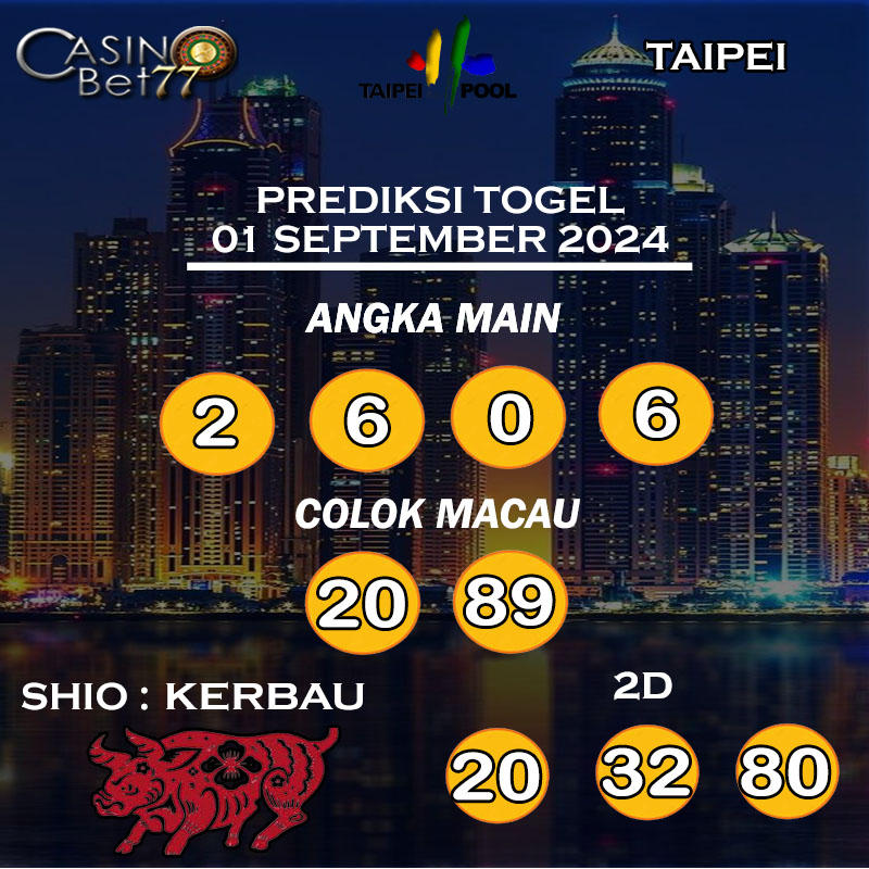 PREDIKSI TOGEL TAIPEI HARI MINGGU : 01 SEPTEMBER 2024