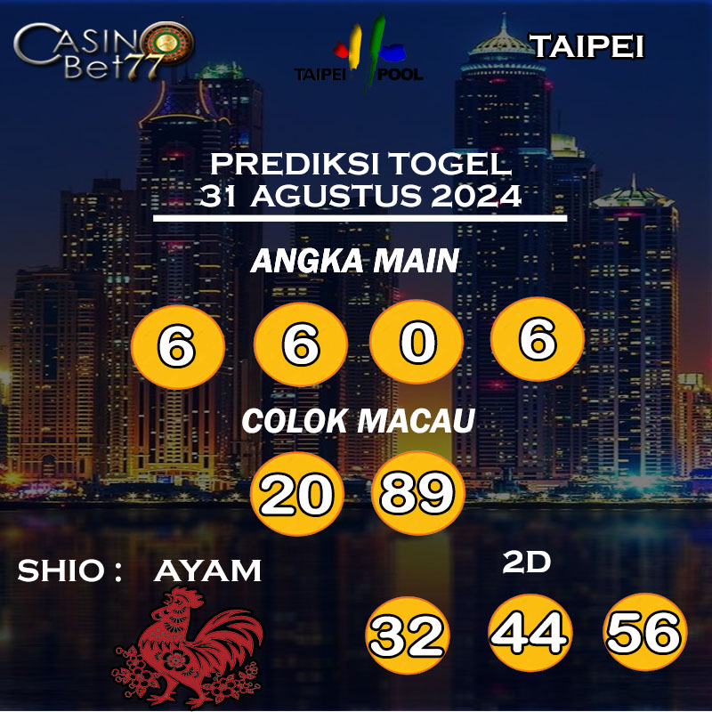 PREDIKSI TOGEL TAIPEI HARI SABTU : 31 AGUSTUS 2024