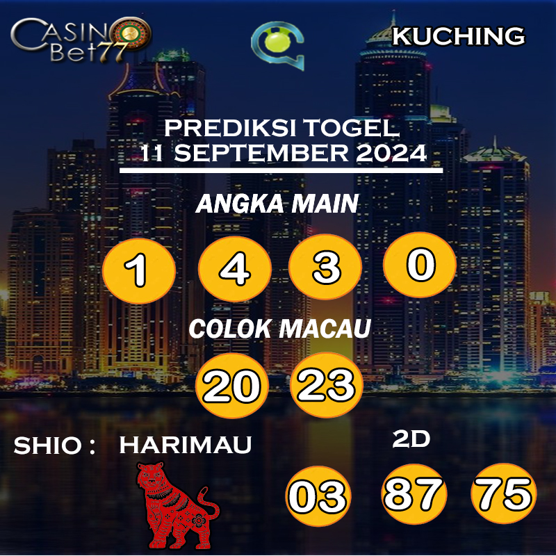 PREDIKSI TOGEL KUCHING HARI RABU : 11 SEPTEMBER 2024