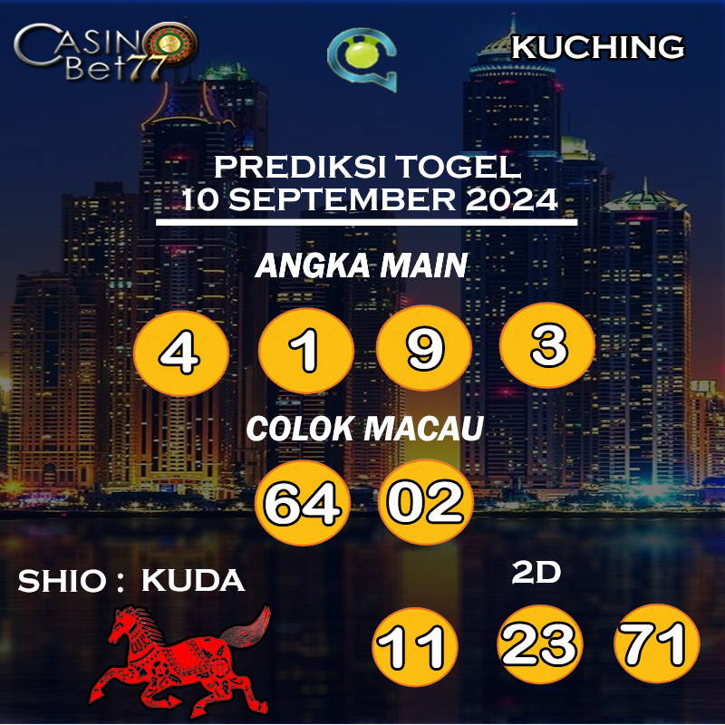 PREDIKSI TOGEL KUCHING HARI SELASA : 10 SEPTEMBER 2024