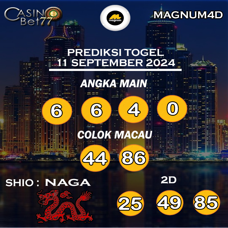 PREDIKSI TOGEL MAGNUM4D HARI RABU : 11 SEPTEMBER 2024