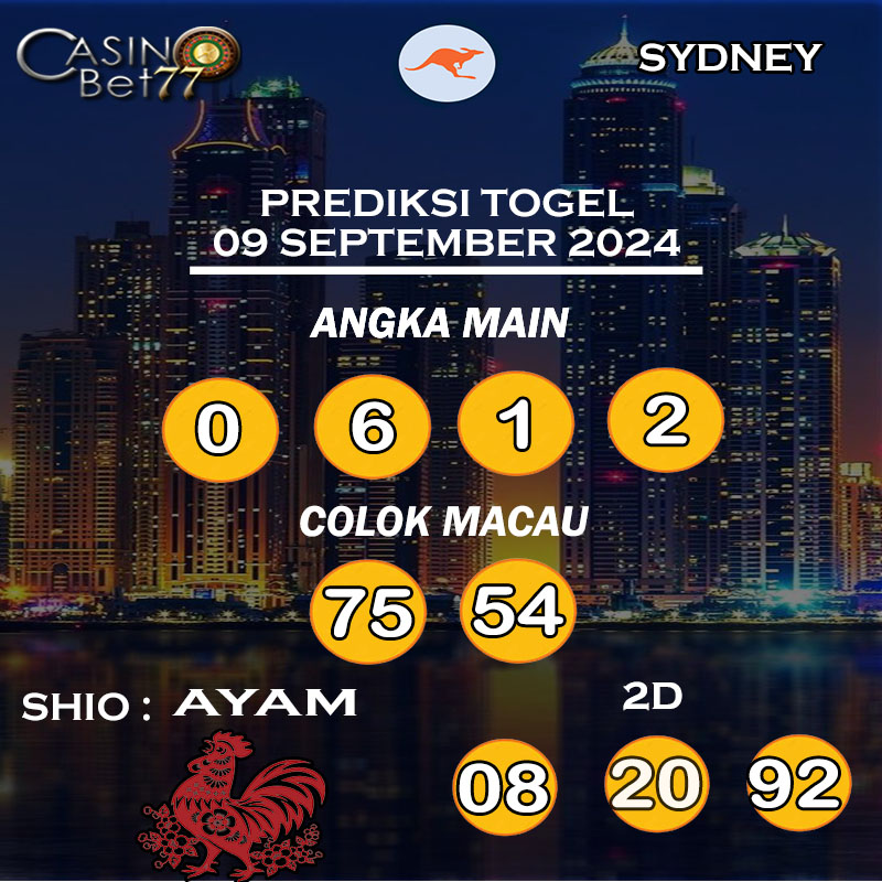 PREDIKSI TOGEL SYDNEY HARI SENIN : 09 SEPTEMBER 2024