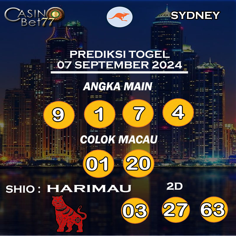 PREDIKSI TOGEL SYDNEY HARI SABTU : 07 SEPTEMBER 2024