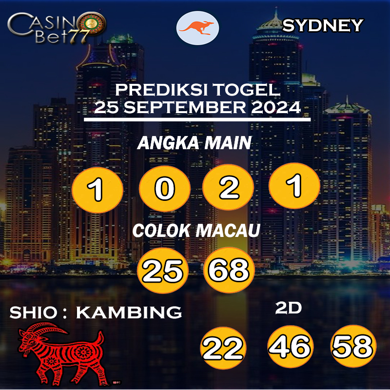 PREDIKSI TOGEL SYDNEY HARI RABU : 25 SEPTEMBER 2024