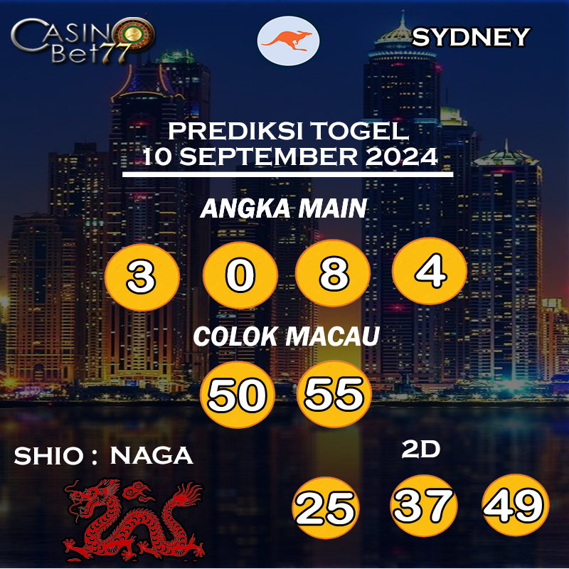 PREDIKSI TOGEL SYDNEY HARI SELASA : 10 SEPTEMBER 2024