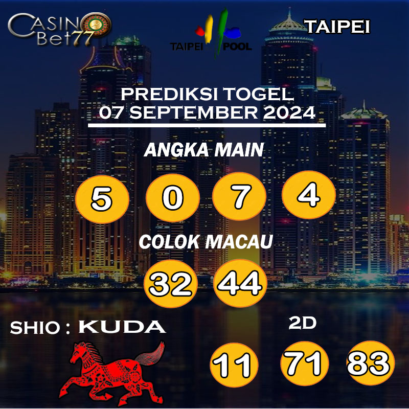 PREDIKSI TOGEL TAIPEI HARI SABTU : 07 SEPTEMBER 2024