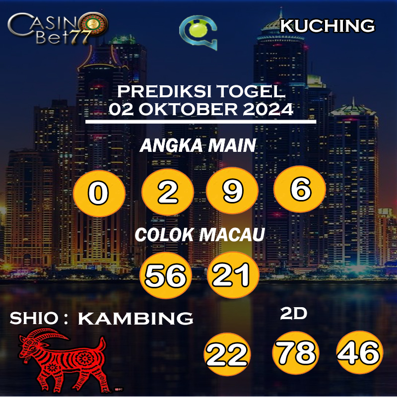 PREDIKSI TOGEL KUCHING HARI RABU : 02 OKTOBER 2024