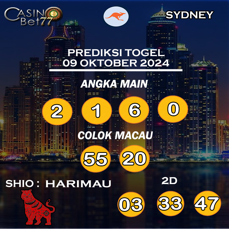 PREDIKSI TOGEL SYDNEY HARI RABU : 09 OKTOBER 2024