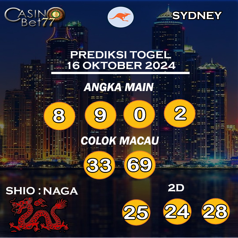 PREDIKSI TOGEL SYDNEY HARI RABU : 16 OKTOBER 2024