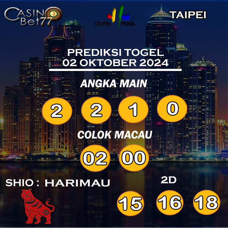 PREDIKSI TOGEL TAIPEI HARI RABU : 02 OKTOBER 2024