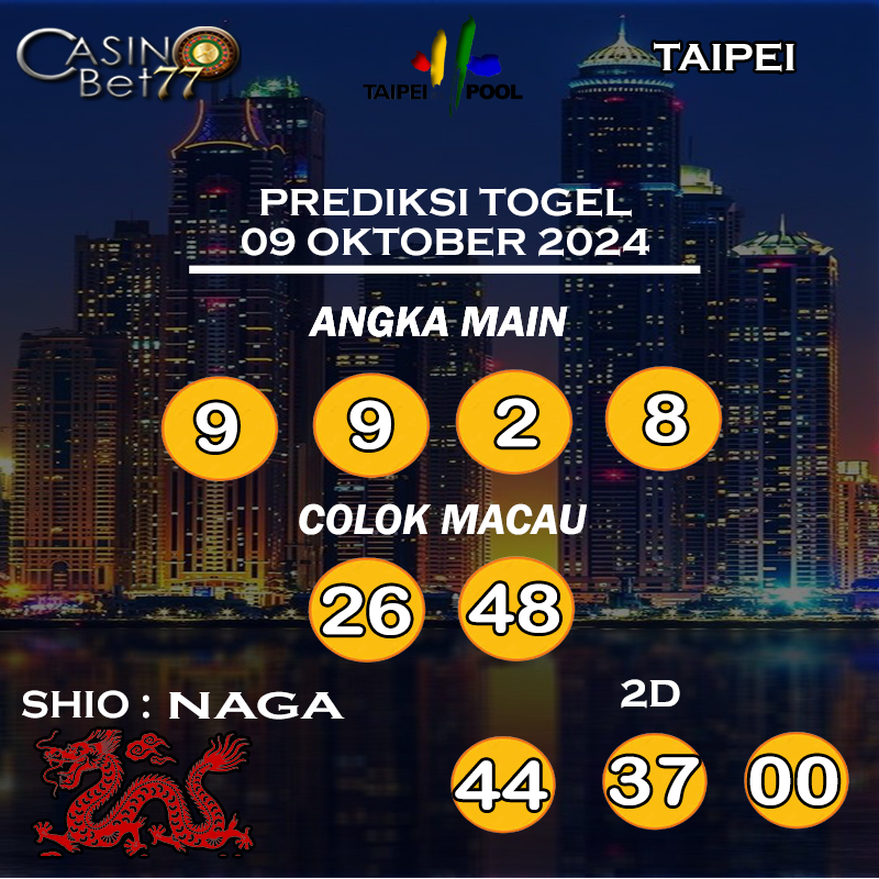 PREDIKSI TOGEL TAIPEI HARI RABU : 09 OKTOBER 2024