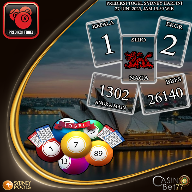 PREDIKSI TOGEL SYDNEY HARI JUMAT : 27 JUNI 2025