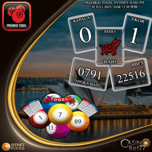 PREDIKSI TOGEL SYDNEY HARI RABU : 30 JULI 2025