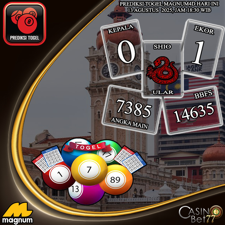PREDIKSI TOGEL MAGNUM4D HARI RABU : 13 AGUSTUS 2025