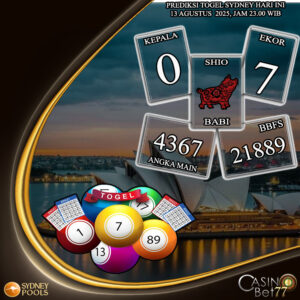 PREDIKSI TOGEL SYDNEY HARI RABU : 13 AGUSTUS 2025