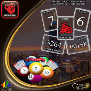 PREDIKSI TOGEL TAIPEI HARI RABU : 13 AGUSTUS 2025
